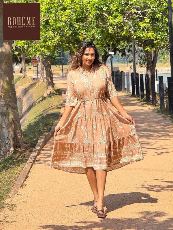 Boho Short Dress - Peach