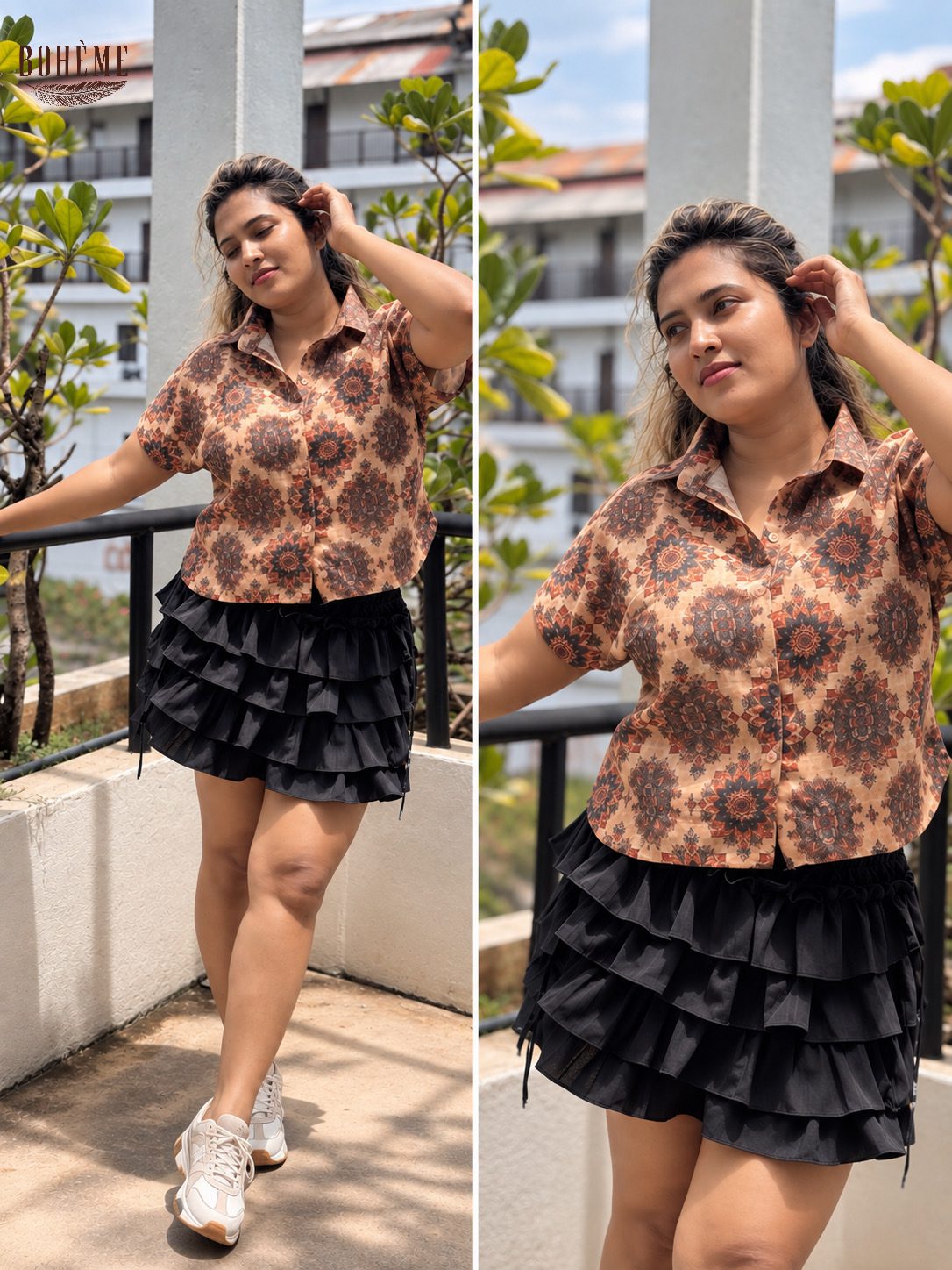 Women’s Floral Printed Shirt Blouse – Short Sleeve Collared Casual Top - Image 2